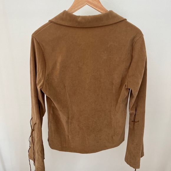 Vintage Silhouette Classic Faux Suede Tan Blouse, Made in the USA - Picture 3 of 4